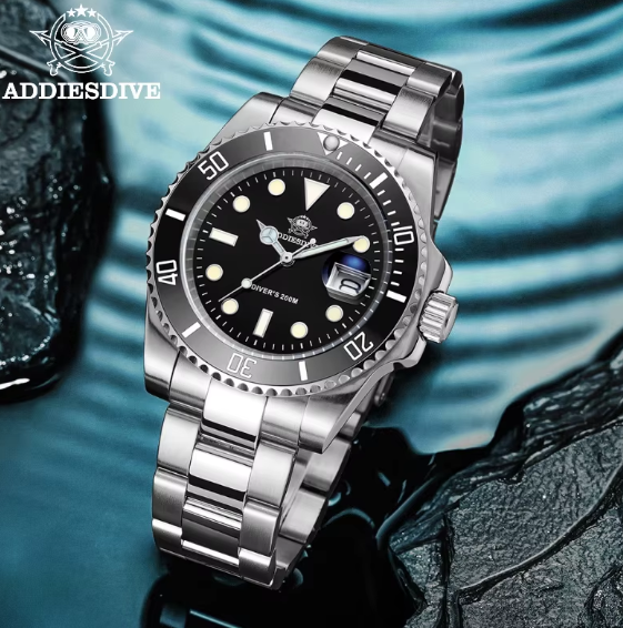 ADDIESDIVE Stainless Steel Watch Men's European and American Business Leisure Quartz Watch Waterproof Outdoor Sports Watch